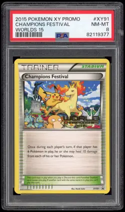 PSA 8 NM-Mint 2015 English Champions Festival Pokemon Worlds XY91 Promo Card - Image 1