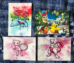 Mixed Bundle Post Card Pikachu Postcard Pokemon 1999 League Stickers Gym Leader - Image 2