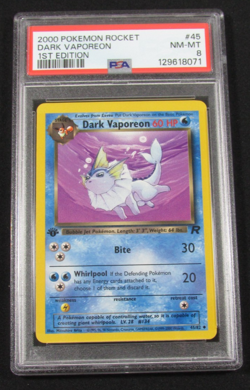 2000 Pokemon Rocket DARK VAPOREON 1st Edition 45/82 PSA 8 NM-MT - Image 1
