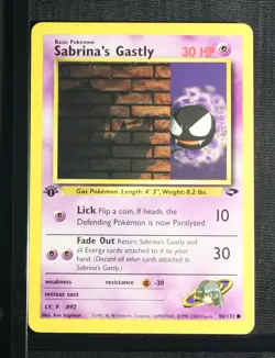 PSA 9 MINT 2000 Pokemon Gym Challenge #96 Sabrina's Gastly 1st Edition !! - Image 3