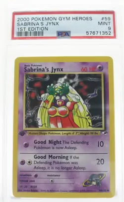 PSA 9 MINT 2000 Pokemon Gym Heroes #59 Sabrina's Jynx 1st Edition !!! - Image 1