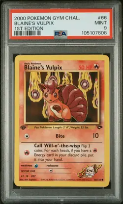 2000 POKEMON GYM CHALLENGE 66 BLAINE'S VULPIX 1ST EDITION - PSA MINT 9 - Image 1