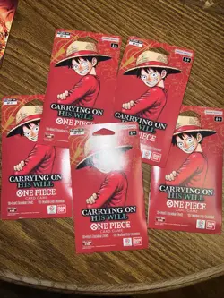 One Piece OP-13 CARRYING ON HIS WILL Sleeved Booster Packs Lot Of 5 NEW/SEALED - Image 1