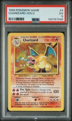 1999 POKEMON BASE SET UNLIMITED #4 CHARIZARD-HOLO PSA 5 - Image 1