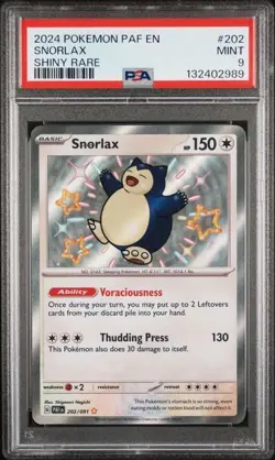 2024 POKEMON PAF EN-PALDEAN FATES SHINY RARE #202 SNORLAX PSA 9 - Image 1