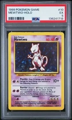 1999 POKEMON GAME #10 MEWTWO-HOLO PSA 5 - Image 1