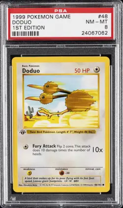 1999 POKEMON BASE SET 1ST EDITION #48 DODUO PSA 8 - Image 1
