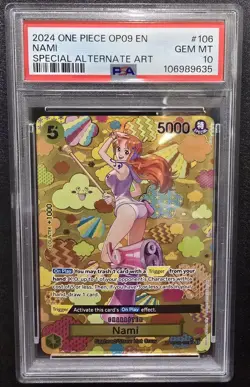 One Piece TCG Nami OP09 (SP) OP08-106 PSA 10 ENGLISH - Image 1