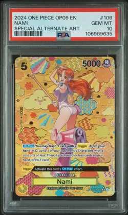 One Piece TCG Nami OP09 (SP) OP08-106 PSA 10 ENGLISH - Image 2