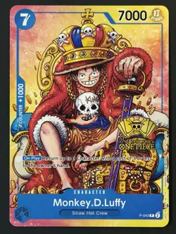 One Piece TCG Monkey.D.Luffy P-043 2nd Anniversary Stamp Promo NM - Image 1