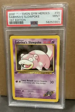 Pokemon TCG Sabrina's Slowpoke 1st Edition Gym Heroes PSA 9 Card 095/132 - Image 1