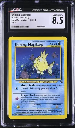 CGC 8.5 Shining Magikarp 2001 Neo Revelation 66/64 Holo Pokemon Card psa - Image 1