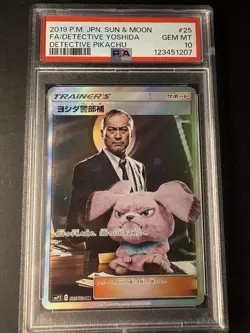 Detetive Yoshida Pokemon 2019 Holo Detective Pikachu SR Japanese 025/024 PSA 10 - Image 1