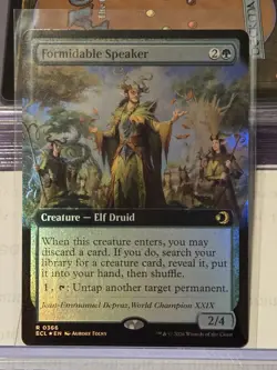 Mint/Near-Mint, English - 1 x MTG Formidable Speaker - Foil - Extended Art Lorwy - Image 1