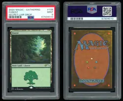 PSA 9 Forest 108 (Bob Ross) - 2020 Magic MTG Secret Lair Happy Little Gathering - Image 1