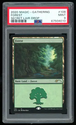 PSA 9 Forest 108 (Bob Ross) - 2020 Magic MTG Secret Lair Happy Little Gathering - Image 2