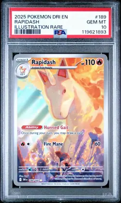 PSA 10 2025 POKEMON DRI EN-DESTINED RIVALS ILLUSTRATION RARE #189 RAPIDASH GEM - Image 1