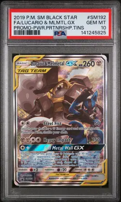 2019 Pokemon Sun Moon Lucario Melmetal GX Black Star Promo BSP #SM192 PSA 10 - Image 1