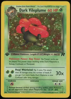 DARK VILEPLUME Pokemon Team Rocket 1st Edition Holo with Swirl 13/82 - NM - Image 1