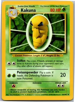 Kakuna - Base Set 033/102 - Uncommon - NM Pokemon TCG - Image 1