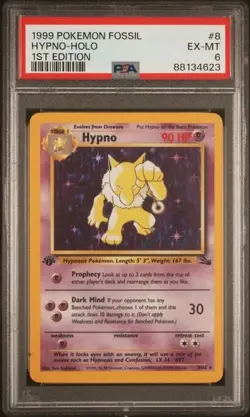 1999 Pokemon Fossil Hypno 1st Edition #8 PSA6 - Image 1