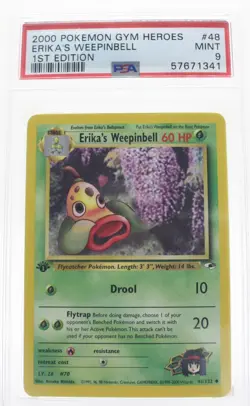 PSA 9 MINT 2000 Pokemon Gym Heroes #48 Erika's Weepinbell 1st Edition !!! - Image 1