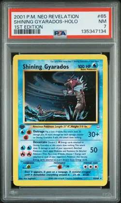 2001 POKEMON NEO REVELATION 1ST ED #65 SHINING GYARADOS-HOLO PSA 7 - Image 1