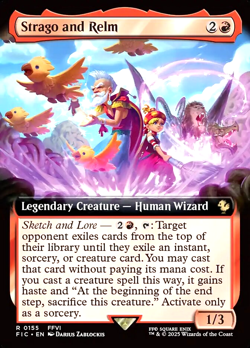 MTG Strago and Relm 155 Rare Foil Extended Art Final Fantasy Commander - Image 1