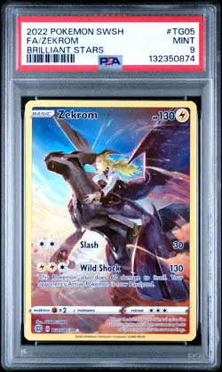 2022 POKEMON SWORD & SHIELD BRILLIANT STARS #TG05 FULL ART/ZEKROM PSA 9 - Image 1