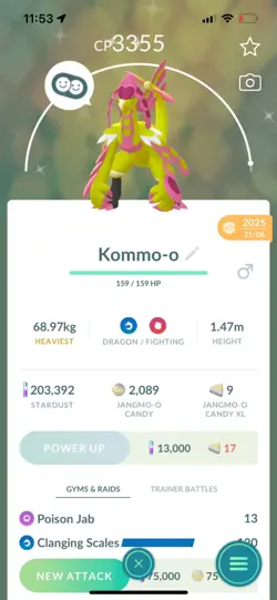 Pokemon Go (Stage 46 ) Shiny Kommo-o ( 34 Shinys ) ( Reduced) - Image 2