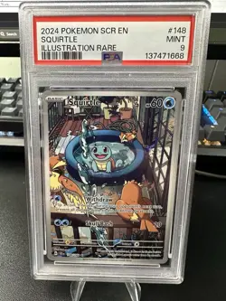 Squirtle Illustration Rare Pokemon SV07: Stellar Crown PSA 9 MINT - Image 1