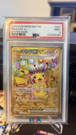 GRADED PSA 9 2024 Pokemon SSP EN Pikachu ex Hyper Rare #247 - Image 1