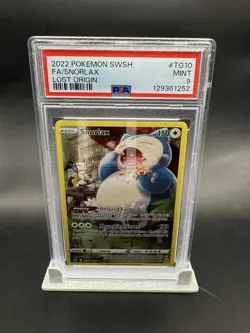 2022 POKEMON SWSH LOST ORIGIN #TG10/TG30 SNORLAX FULL ART TRAINER GALLERY PSA 9 - Image 1
