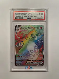 2020 Pokemon SWSH FA Charizard Vmax 074/073 Champion's Path Secret -- PSA 10 - Image 1