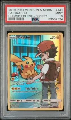 2019 Pokemon Sun & Moon Cosmic Eclipse Pikachu Secret Rare #241/236 PSA 9 NE - Image 1
