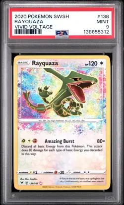 Pokemon Rayquaza 138/185 Amazing Rare SWSH Vivid Voltage PSA 9 MINT - Image 1