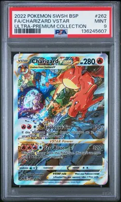 2022 POKEMON SWSH BLACK STAR PROMO #262 FULL ART CHARIZARD VSTAR MINT PSA 9 - Image 1