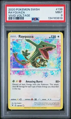 2020 POKEMON SWORD & SHIELD VIVID VOLTAGE #138 RAYQUAZA PSA 9 - Image 1