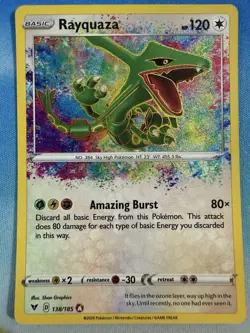 Rayquaza 138/185 Vivid Voltage Amazing Rare Pokemon Card - Image 1