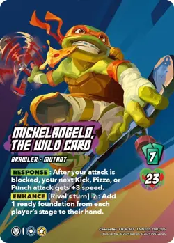 UniVersus Michelangelo, the Wild Card 200/186 Character Rare Alternate Art TMNT - Image 1