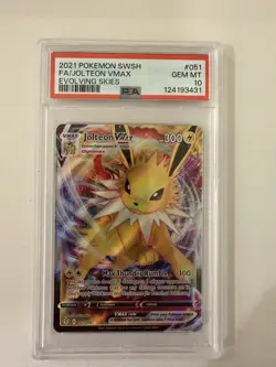Pokemon TCG Jolteon VMAX Holo Ultra Rare Card Evolving Skies 051/203 PSA 10 - Image 1