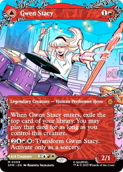 MTG Gwen Stacy 209 Mythic Foil Borderless Marvel Spider-Man - Image 1
