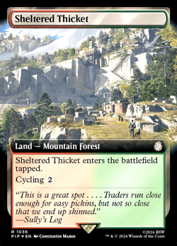 MTG Sheltered Thicket 1036 Fallout Rare Surgefoil Land - Image 1