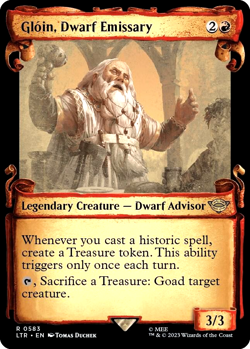 MTG Gloin, Dwarf Emissary 583 Rare Foil Showcase Scrolls The Lord of the Rings - Image 1
