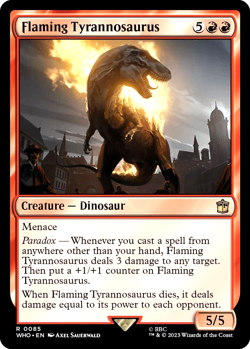 MTG Flaming Tyrannosaurus 85 Rare Foil Doctor Who - Image 1