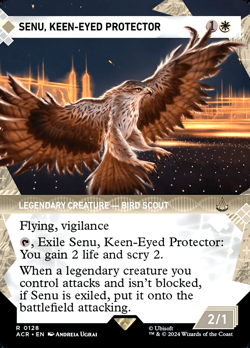 MTG Senu, Keen-Eyed Protector 128 Rare Foil Borderless Assassin's Creed - Image 1