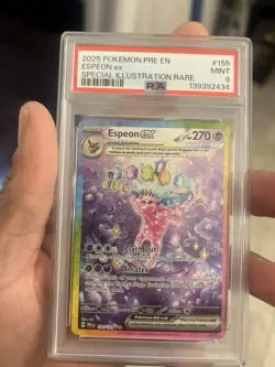 2025 POKEMON PRISMATIC EVOLUTIONS ILLUSTRATION RARE #155 ESPEON EX PSA 9 - Image 3