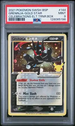 2021 POKEMON SWSH BLACK STAR PROMO #144 GRENINJA-GOLD STAR PSA 9 - Image 1