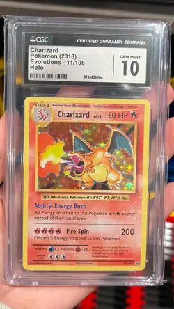 CGC 10 CHARIZARD HOLO 11/108 XY EVOLUTIONS 2016 POKEMON GEM MINT - Image 1