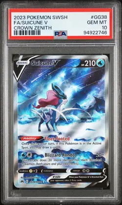 Pokemon SWSH Suicune V GG38/GG70 Crown Zenith: Galarian Gallery Holo PSA 10 GEM - Image 1